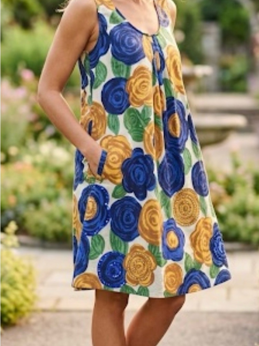 LaRok Blue, Yellow & Green Floral Sleeveless Mini Dress